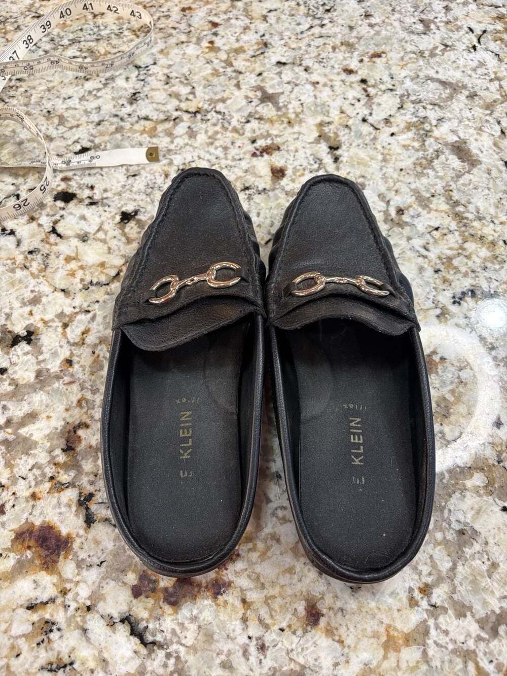 Anne Klein Iflex Loafers Black 9.5 Slip On Mules Driver Flats